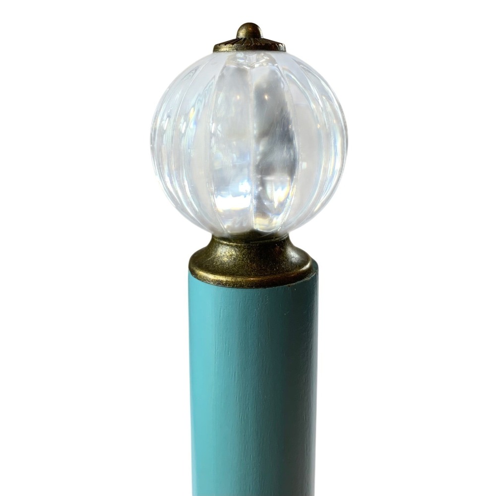 Pioneer Woman Floral Wooden Paper Towel Holder Teal Wood Base Acrylic Finial - Picture 8 of 11